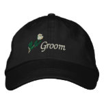 Groom Hat with White Rose embroidered hats