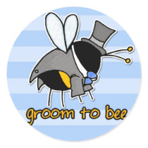 groom to bee round sticker