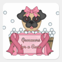 Groomers for A Cure Breast Cancer Awareness Square Sticker