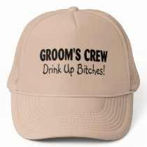 Grooms Crew Drink Up Bitches Black Mesh Hats