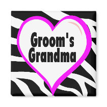 Grooms Grandma (Heart Zebra Print) magnets