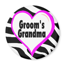 Grooms Grandma (Heart Zebra Print) magnets