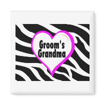 Grooms Grandma (Heart Zebra Print) magnets