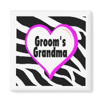 Grooms Grandma (Heart Zebra Print) magnets