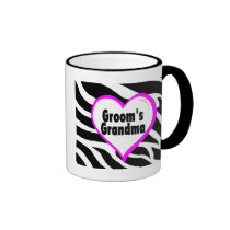 Grooms Grandma (Heart Zebra Print) mugs