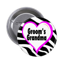 Grooms Grandma (Heart Zebra Print) buttons