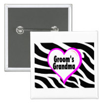 Grooms Grandma (Heart Zebra Print) buttons