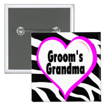 Grooms Grandma (Heart Zebra Print) buttons