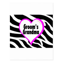 Grooms Grandma (Heart Zebra Print) postcards