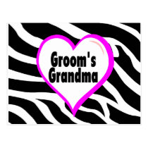 Grooms Grandma (Heart Zebra Print) postcards