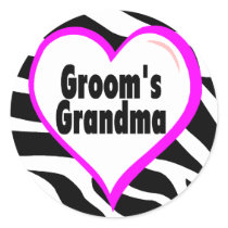 Grooms Grandma (Heart Zebra Print) stickers