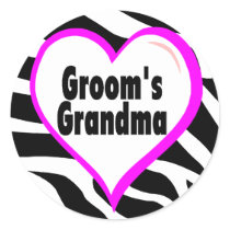 Grooms Grandma (Heart Zebra Print) stickers