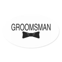Groomsman Bowtie Oval Sticker
