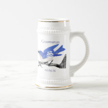 Groomsman Stein Wedding Vintage Bluebirds Mug