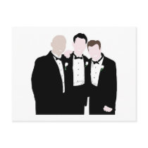 Groomsmen in Black Tie Pose for a Picture Postcard