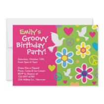 Groovy 60's birthday party invitations