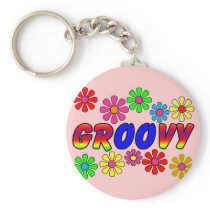 Groovy 70's Retro Flower Power Gifts Key Chains
