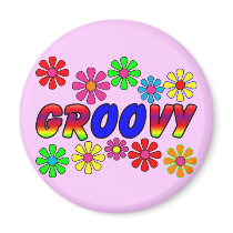 Groovy 70's Retro Flower Power Gifts Fridge Magnets