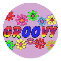 Groovy 70's Retro Flower Power Gifts Round Sticker