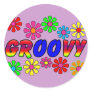 Groovy 70's Retro Flower Power Gifts Round Sticker