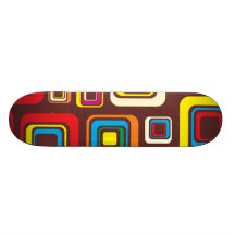 Groovy 70s Tile Pattern Squares On Brown Skate Board Decks