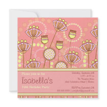 Groovy Blooms Girls Birthday Party Invitation