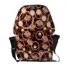 Groovy Blooms Pink on Brown Customizable Messenger Bags