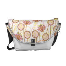 Groovy Blooms Pink on White Customizable Commuter Bag