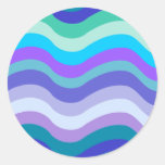Groovy blue, purple and teal wavy lines pattern stickers
