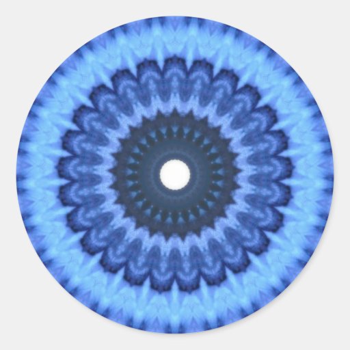 Groovy Blue Tie-Dye Sticker Kaleidoscope Design