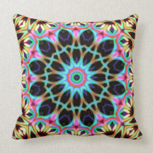 Groovy Geometric Floral Mandala  Cushion Throw Pillow
