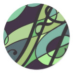 Groovy Greens, swirl abstract design, stickers