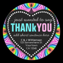 Groovy Happy Neon Fun Thank You Round Sticker stickers