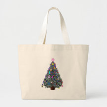 Groovy Hippie Christmas Tree Tote Bags