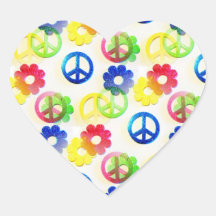 Groovy Hippie Peace Signs Flower Power Sparkles Sticker