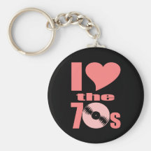 Groovy I Heart the 70s Retro Keychain for Hippies