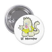 GROOVY LITTLE GREEN DINO MONSTER BUTTON