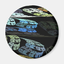 Groovy Luminous Blue Swirls Pattern Shapes Design Refrigerator Magnet