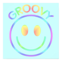 Groovy Pastel Smiley Face Retro Poster posters