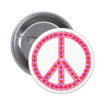 Groovy Peace Sign With Spots Buttons