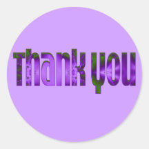 Groovy purple Thank You Round Stickers
