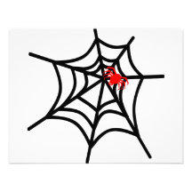 Groovy Red Spider on Web - Halloween Custom Announcement