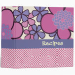 Groovy Retro 2" Custom Pink Floral Recipe Binder