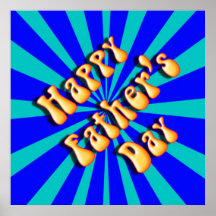 Groovy Retro Light & Dark Blue Father's Day Poster