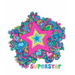 Groovy Retro Superstar Pink Star & Doodles T-Shirt