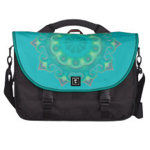 Groovy Retro Turquoise Mandala Snowflake Abstract Bags For Laptop