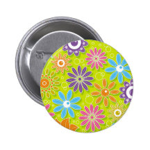 Groovy Spring Flower Power Buttons