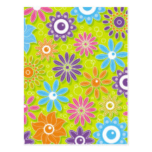 Groovy Spring Flower Power Postcard