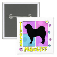 Groovy Tibetan Mastiff Pinback Button