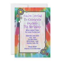 Groovy Tie Dye Happy Birthday Party Invitation